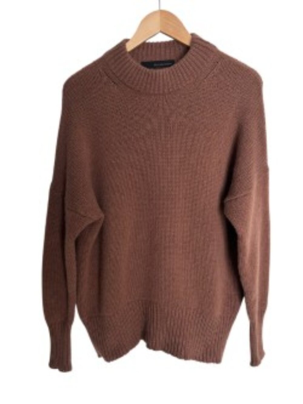 360 Cashmere Brown Sharina Mock Neck Sweater Medium